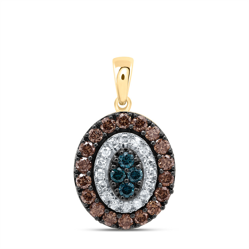 5/8CTW-DIA P1 GIFT COGNAC NATURAL, BLUE-DIA OVAL PENDANT
