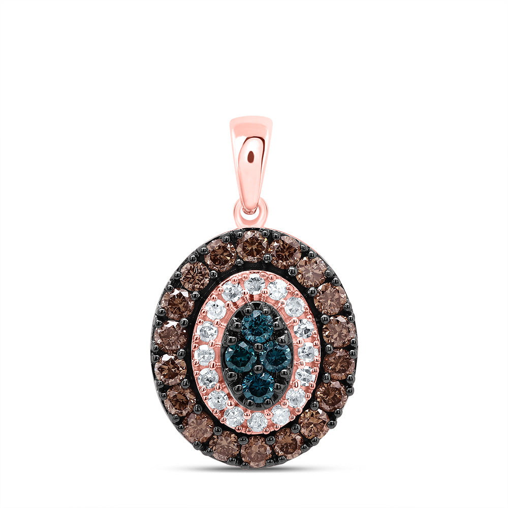 5/8CTW-DIA P1 GIFT COGNAC NATURAL, BLUE-DIA OVAL PENDANT