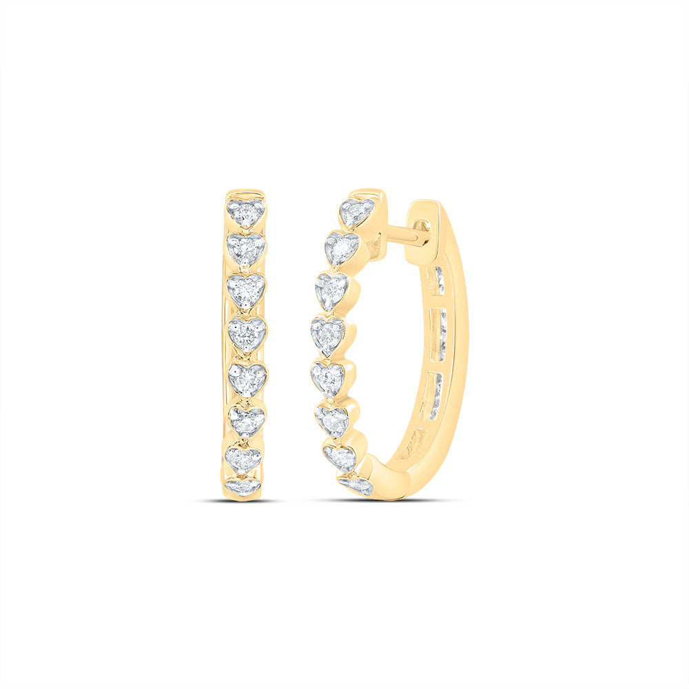 3/8CTW-DIA CN FASHION HEART HOOP EARRING