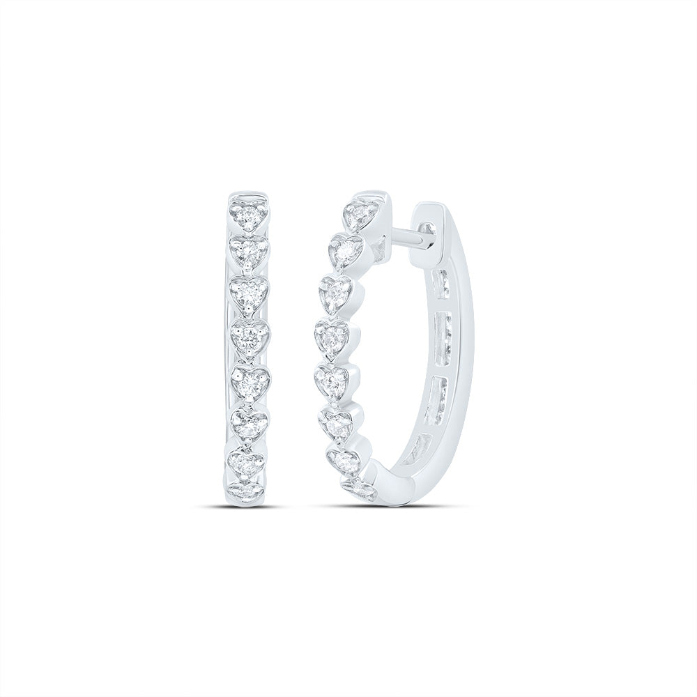 3/8CTW-DIA CN FASHION HEART HOOP EARRING