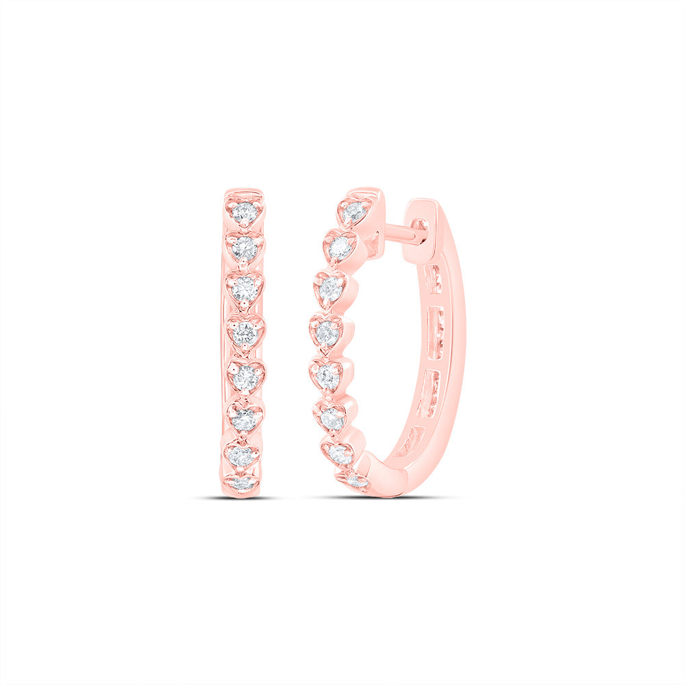 3/8CTW-DIA CN FASHION HEART HOOP EARRING
