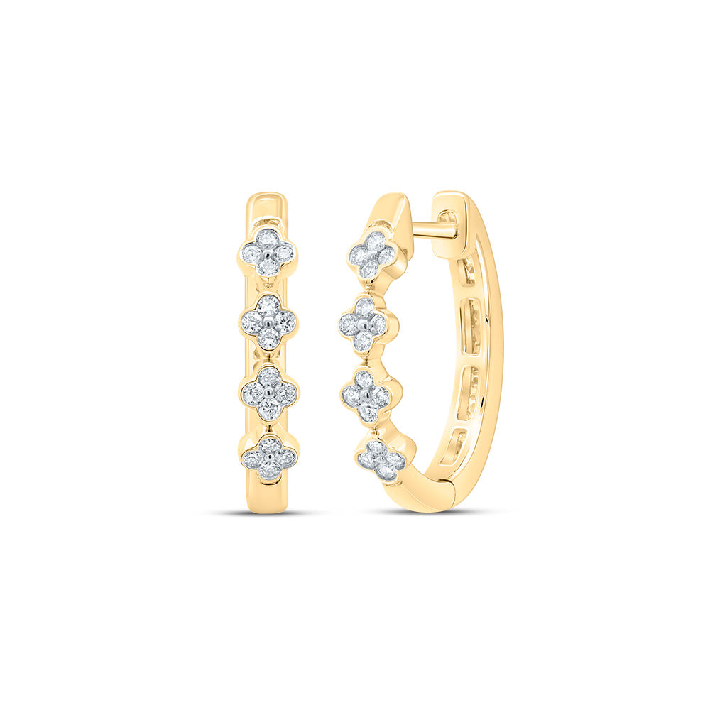 3/8CTW-DIA CN FASHION CLOVER HOOP EARRING