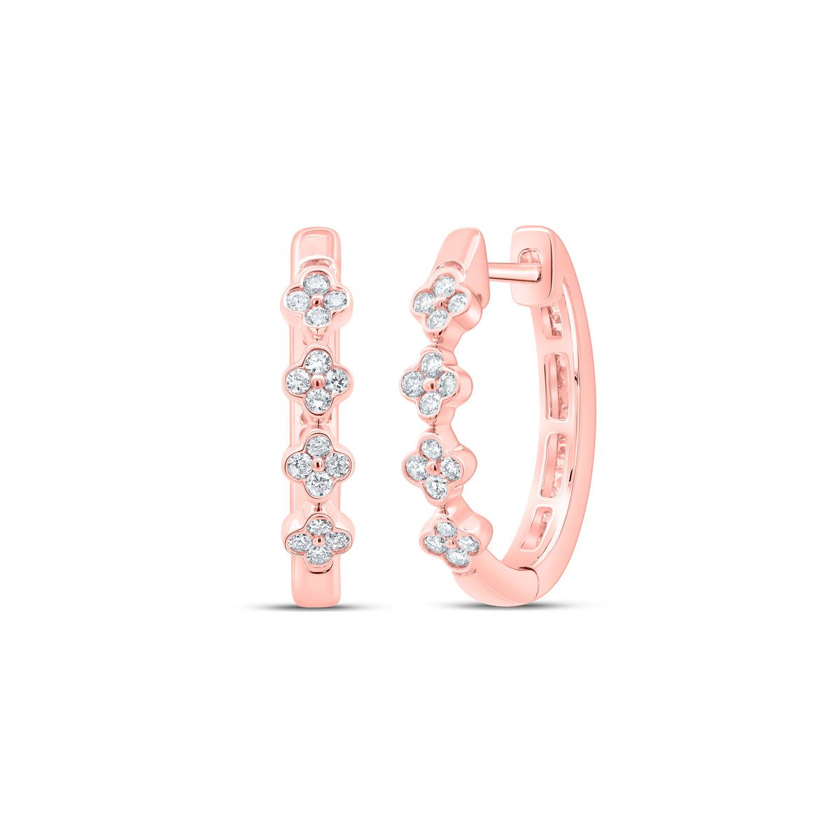 3/8CTW-DIA CN FASHION CLOVER HOOP EARRING