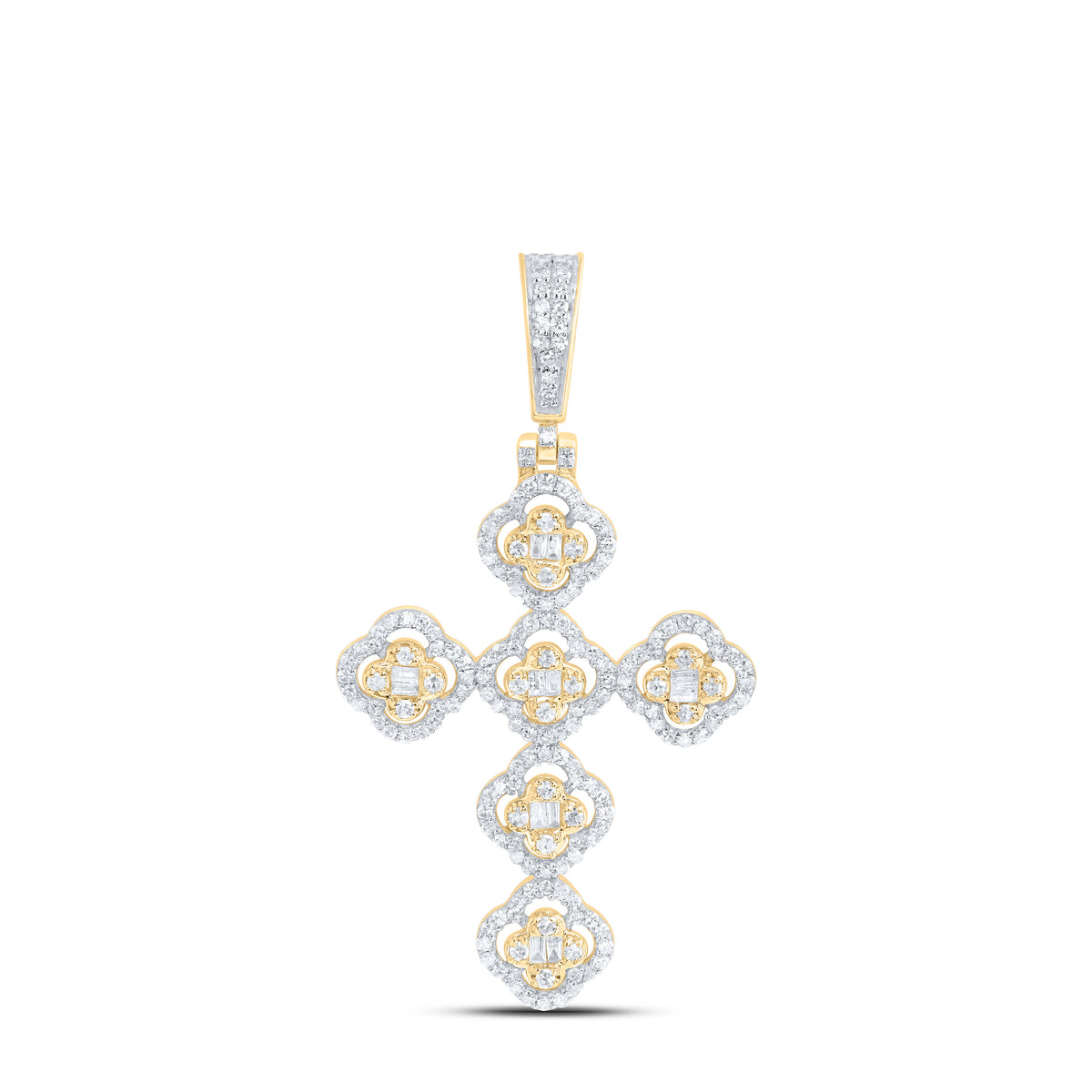3/4CTW-DIA NK FASHION CLOVER CROSS PENDANT