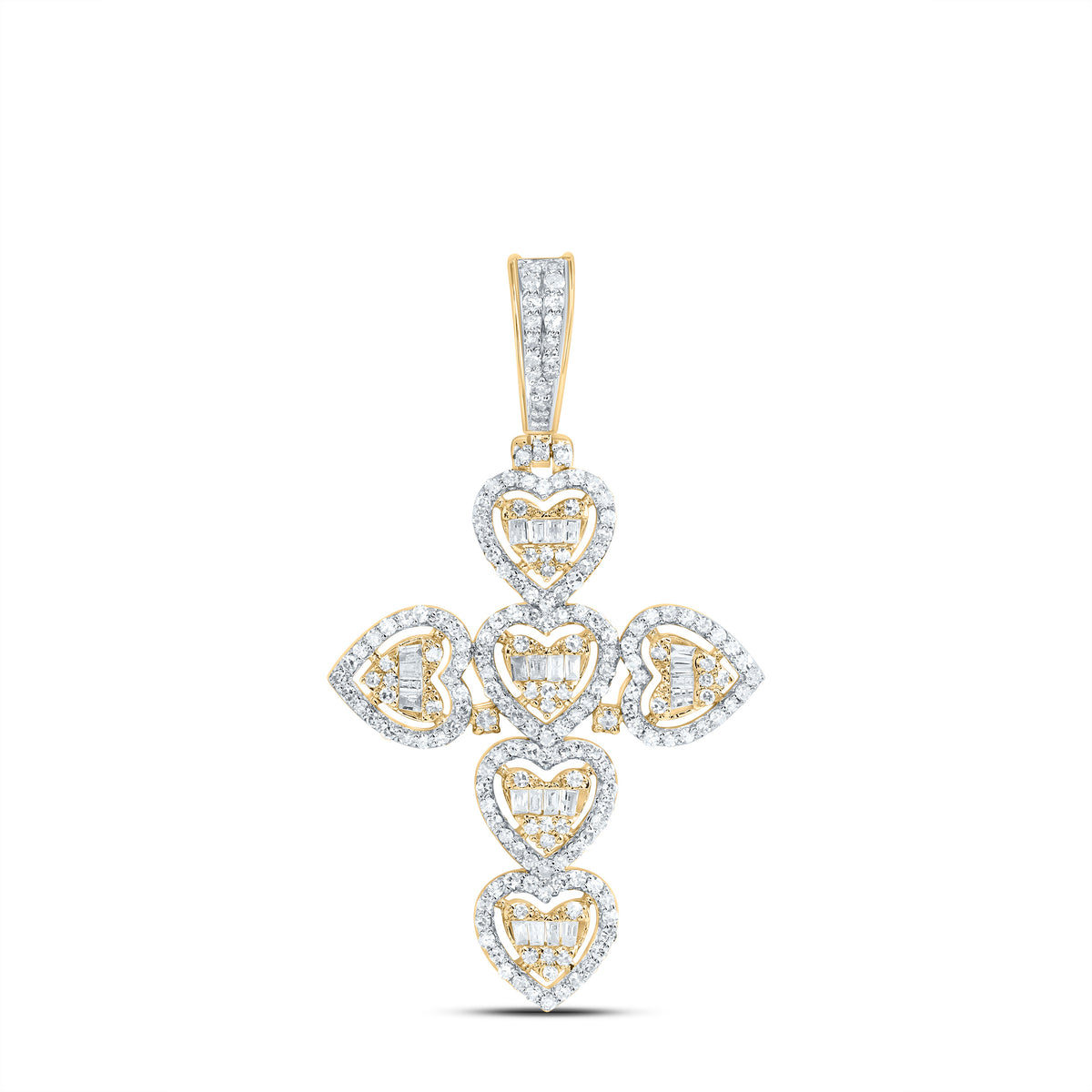 3/4CTW-DIA NK FASHION HEART CROSS PENDANT