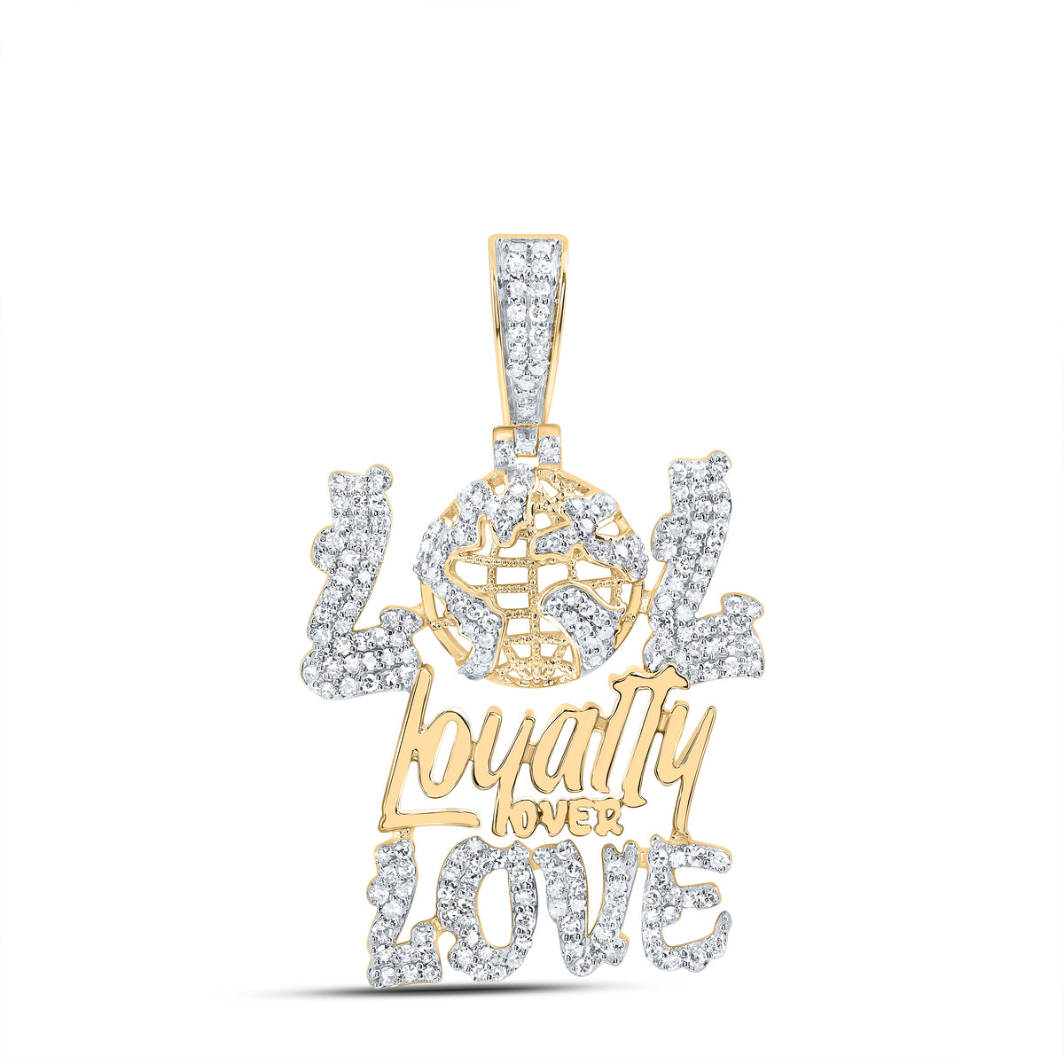 3/4CTW-DIA NK "LOL LOYALTY OVER LOVE" MENS CHARM