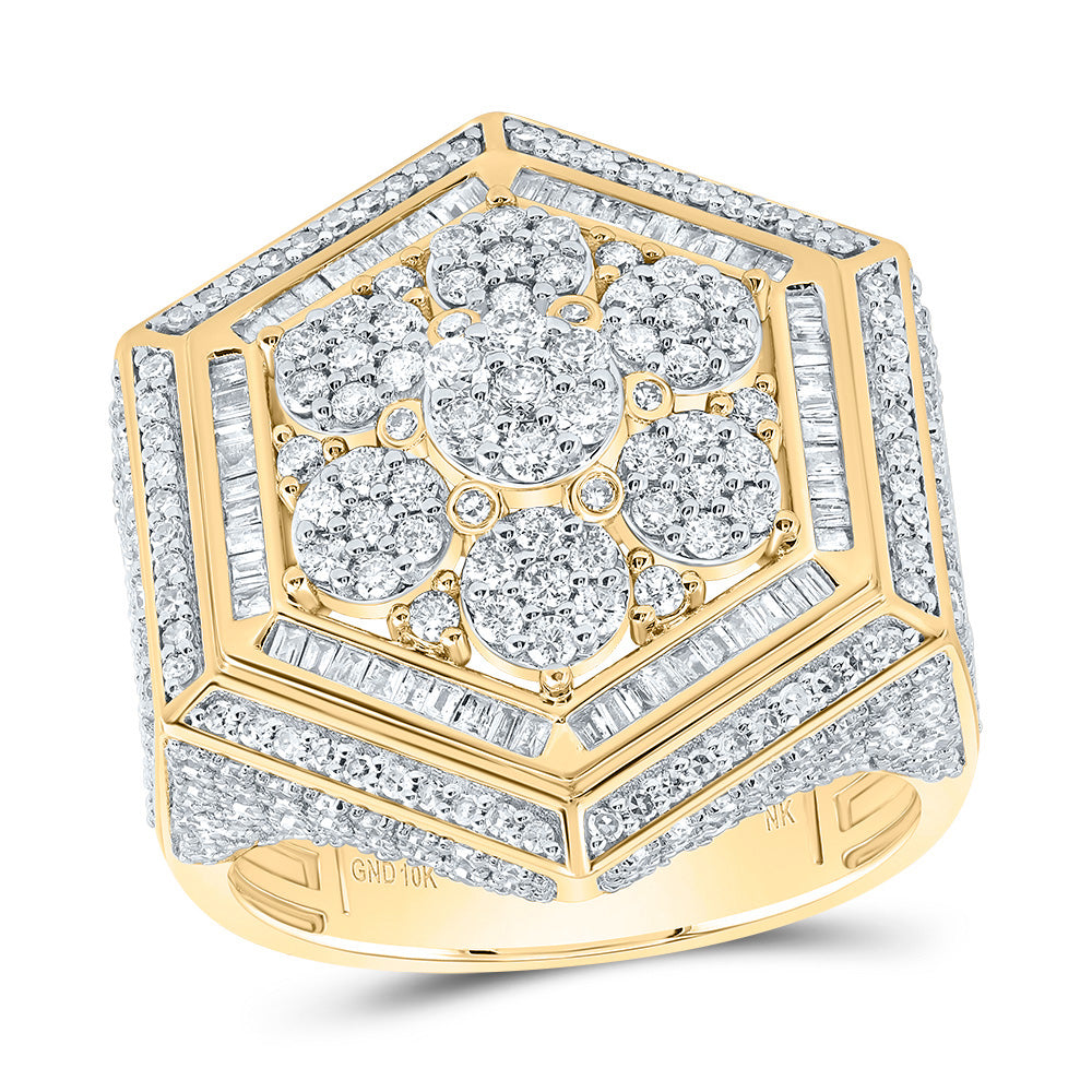 2 5/8CTW-DIA NK HEXAGON FLOWER MEN'S RING