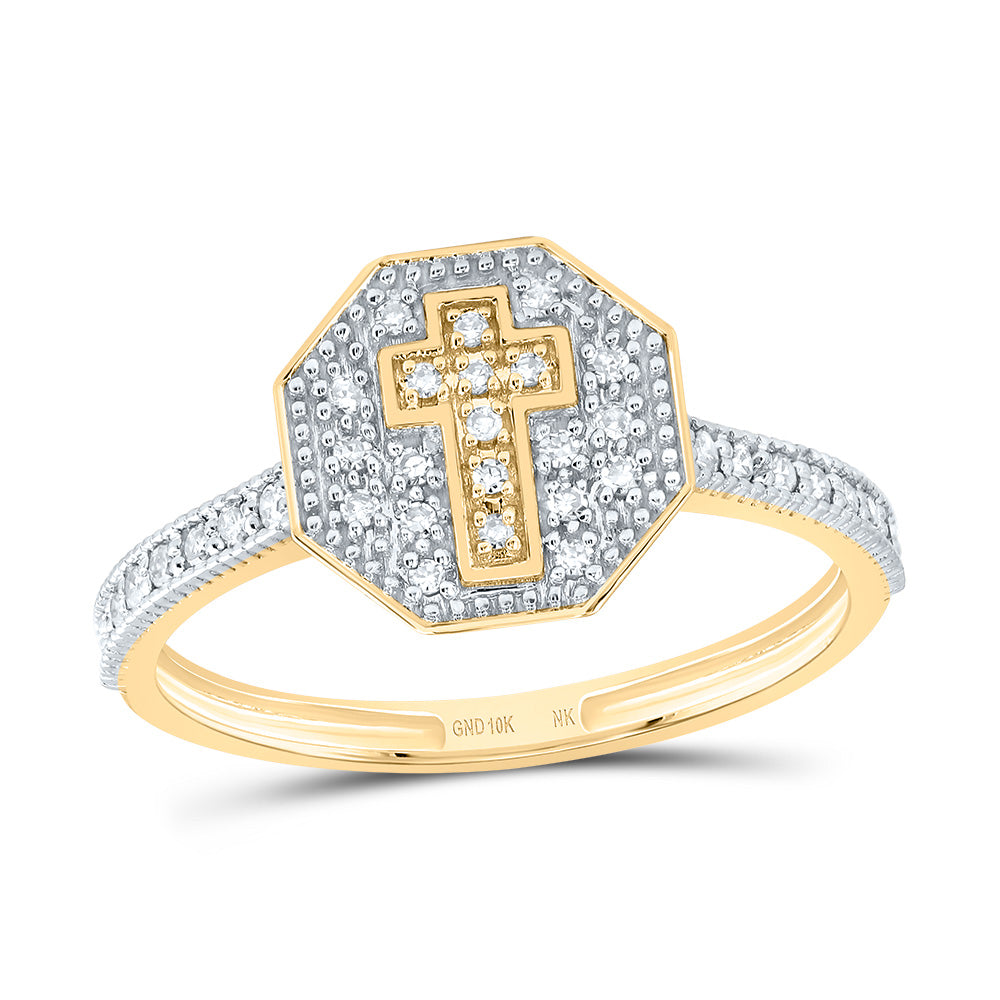 1/6CTW-DIA NK FASHION OCTAGON CROSS RING