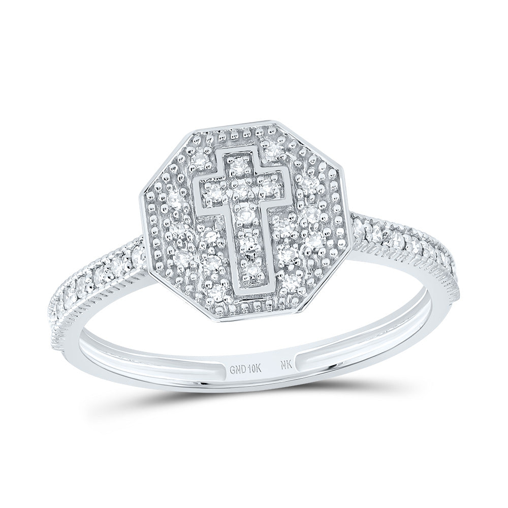 1/6CTW-DIA NK FASHION OCTAGON CROSS RING