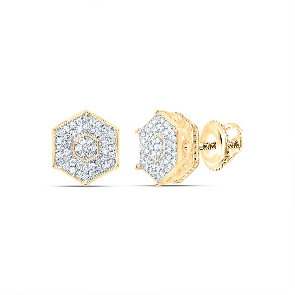 3/8CTW-DIA NK FASHION HEXAGON STUD EARRING