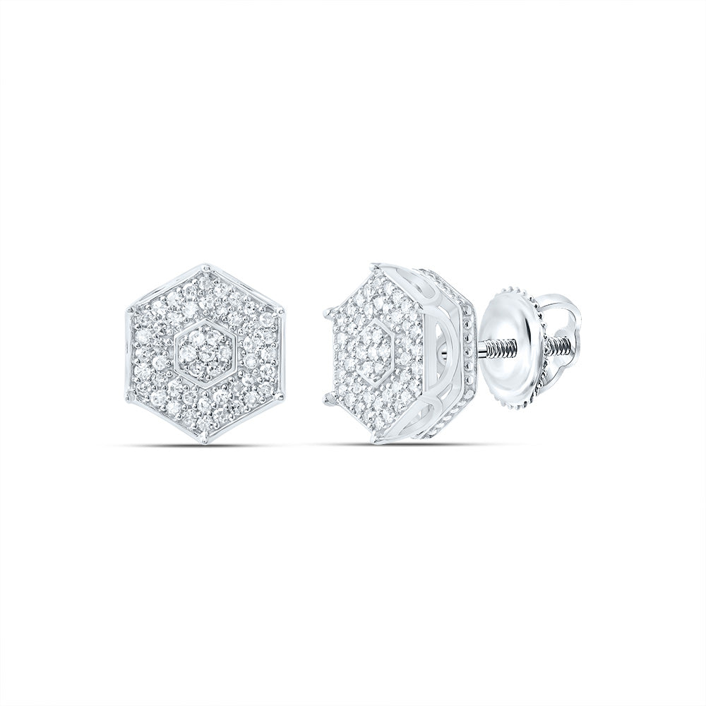 3/8CTW-DIA NK FASHION HEXAGON STUD EARRING