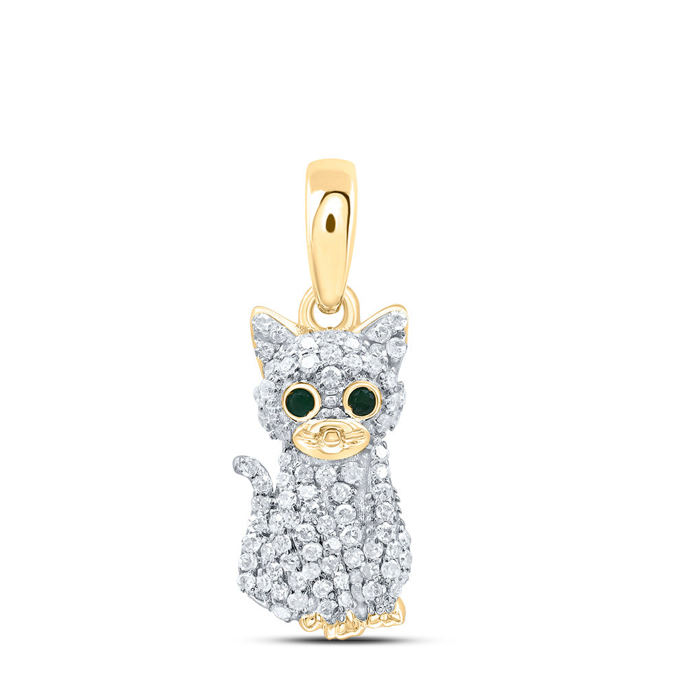 1/5CTW-DIA P1 GIFT 0.012CTW RD-EM NAT-GEM CAT PENDANT