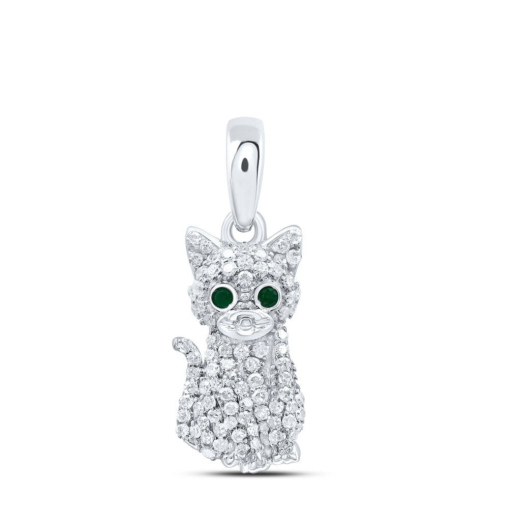 1/5CTW-DIA P1 GIFT 0.012CTW RD-EM NAT-GEM CAT PENDANT
