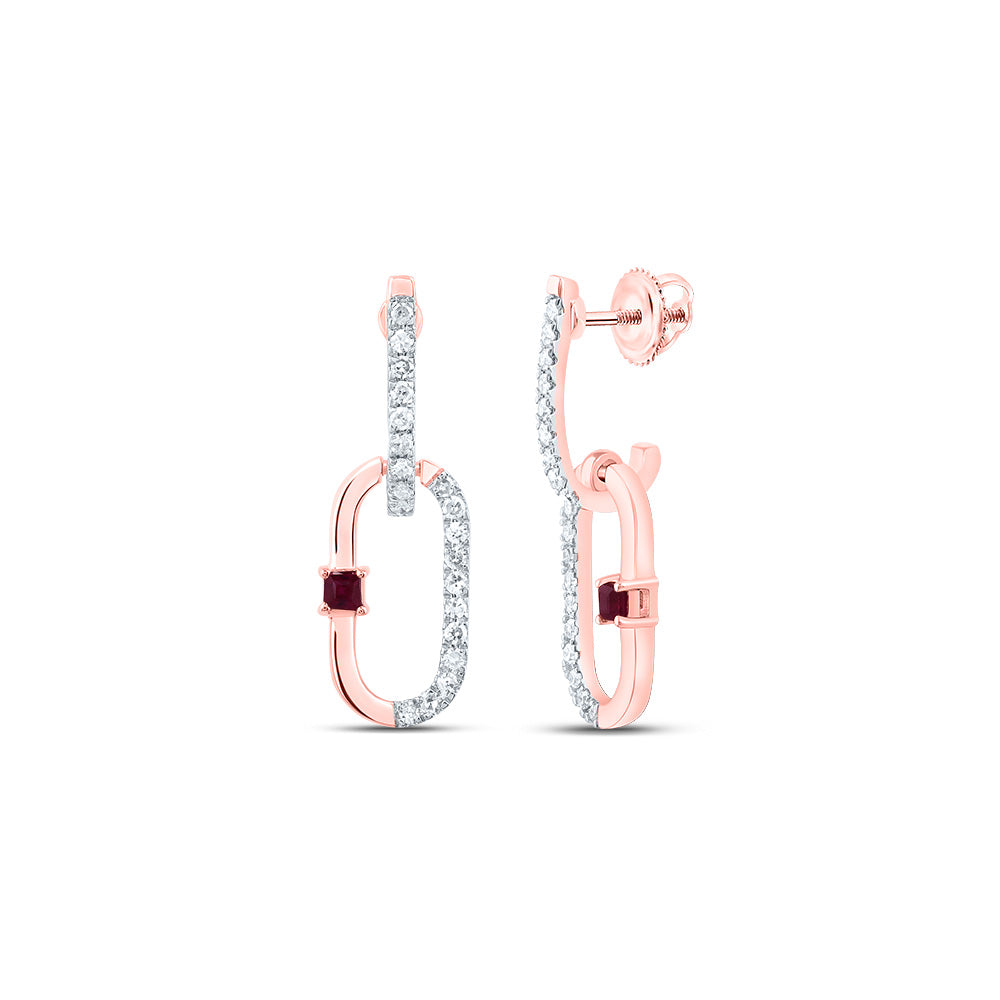 1/6CTW-DIA CN 1.5MM PR-RU NAT GEM PAPER CLIP DANGLING EARRING