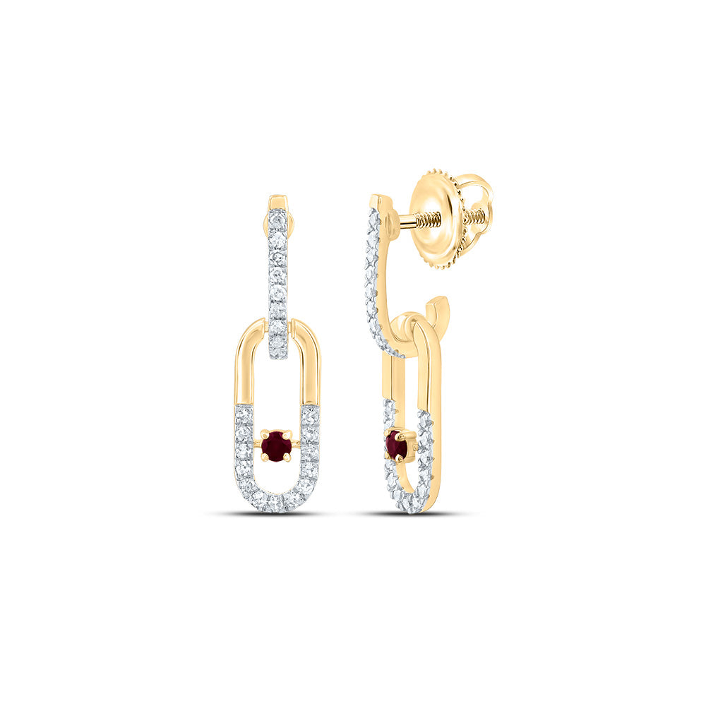 1/6CTW-DIA CN 1.8MM RD-RU NAT GEM PAPER CLIP DANGLING EARRING