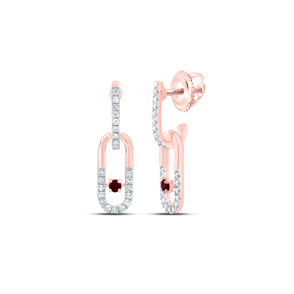 1/6CTW-DIA CN 1.8MM RD-RU NAT GEM PAPER CLIP DANGLING EARRING