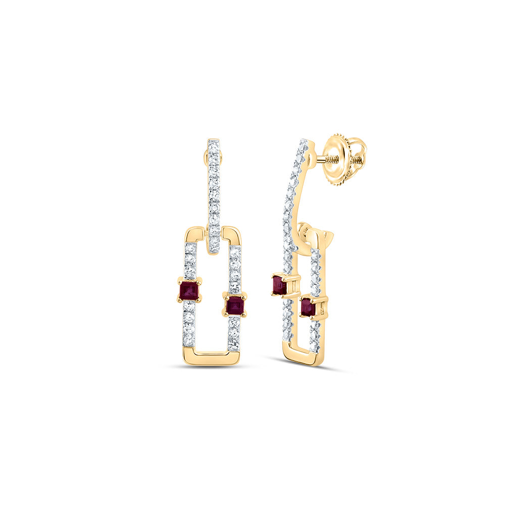 1/5CTW-DIA CN 1/6CTW PR-RU NAT GEM PAPER CLIP DANGLING EARRING