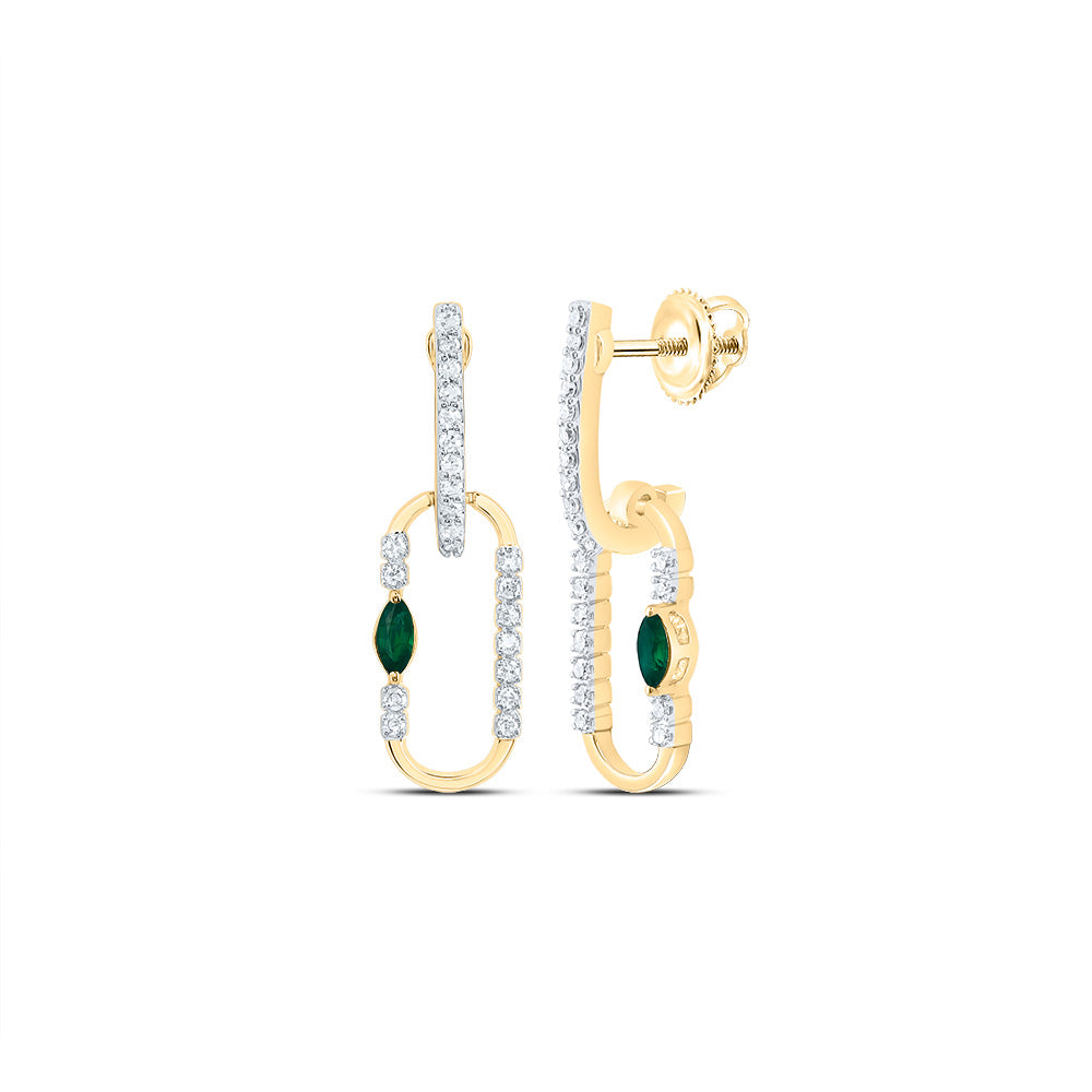 1/8CTW-DIA CN 3X2MM MQ-EM NAT GEM PAPER CLIP DANGLING EARRING