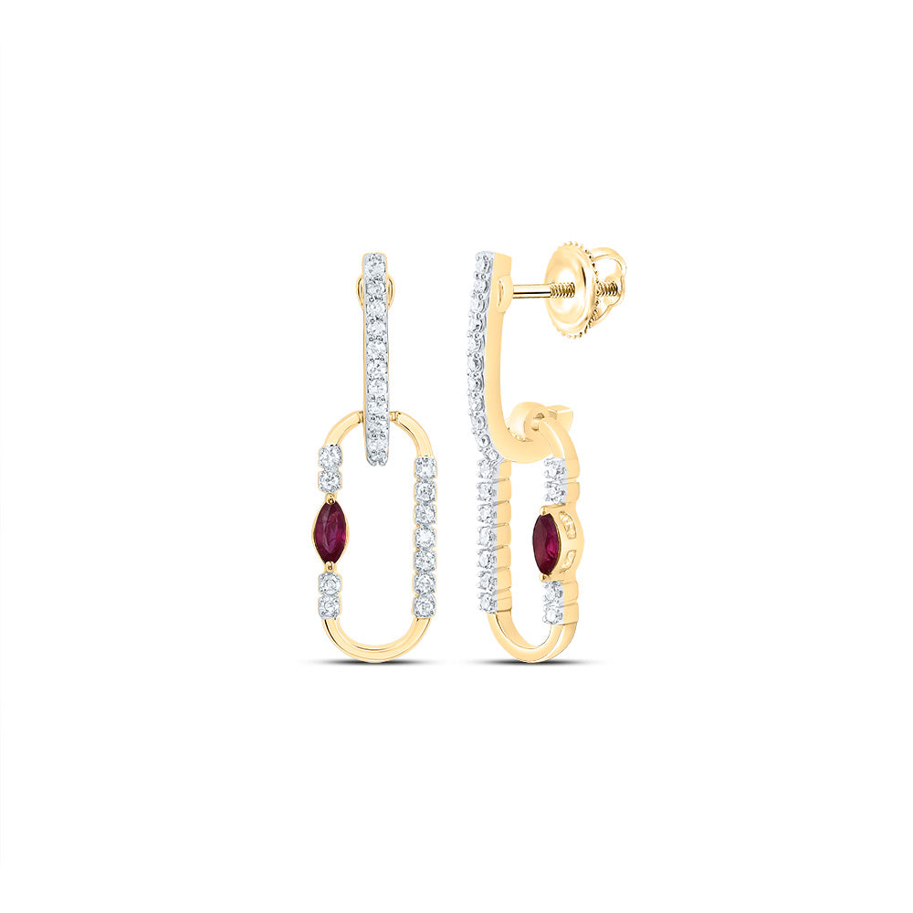 1/8CTW-DIA CN 3X2MM MQ-RU NAT GEM PAPER CLIP DANGLING EARRING