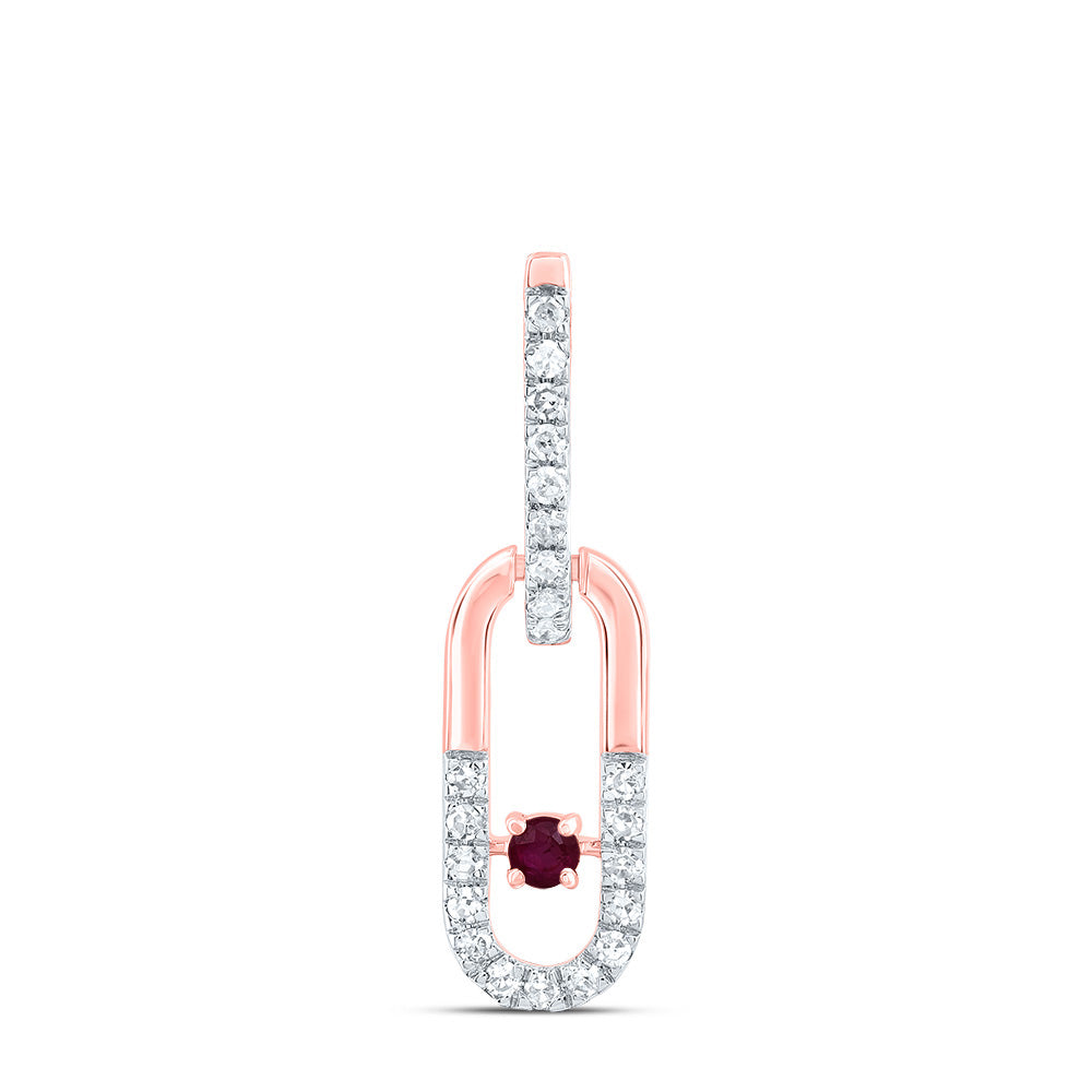 1/10CTW-DIA CN 1.8MM RD-RU NAT GEM PAPER CLIP PENDANT
