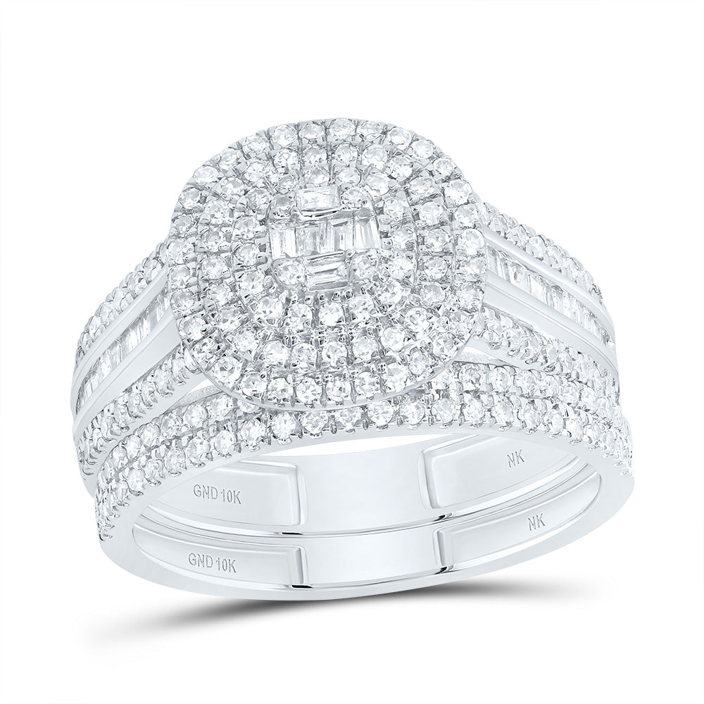 7/8CTW-DIA NK CUSHION DOUBLE HALO BRIDAL SET