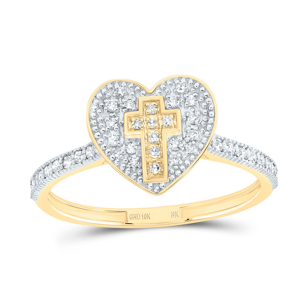 1/5CTW-DIA NK GIFT CROSS HEART RING