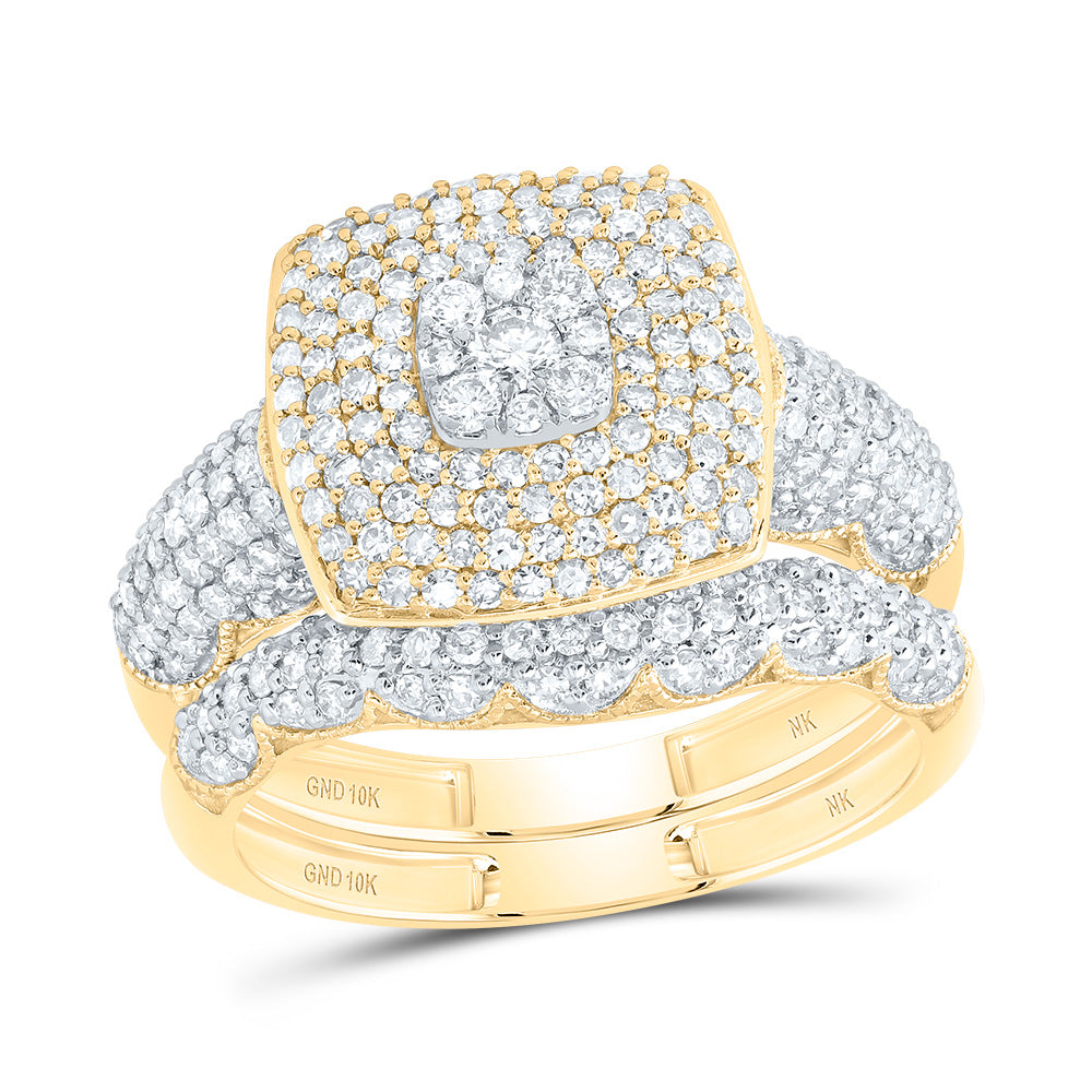 1 1/5CTW-DIA NK FASHION CUSHION BRIDAL SET