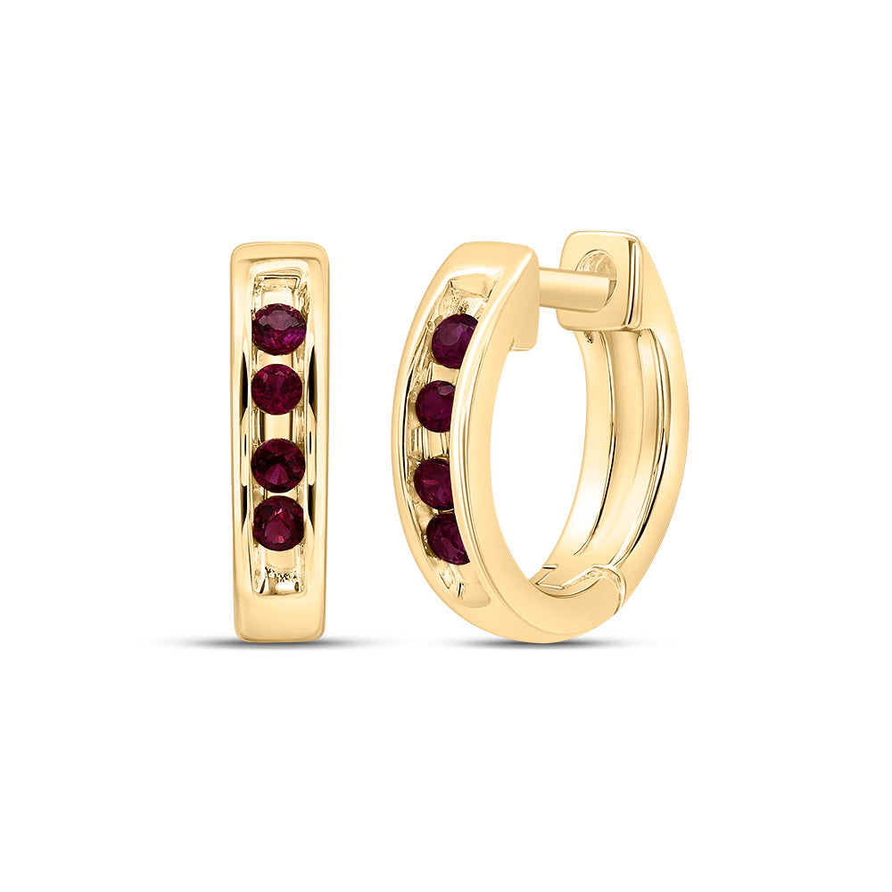 1/12CTW SYNTHETIC GEMSTONE HOOP EARRING