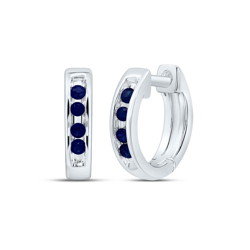 1/12CTW SYNTHETIC GEMSTONE HOOP EARRING