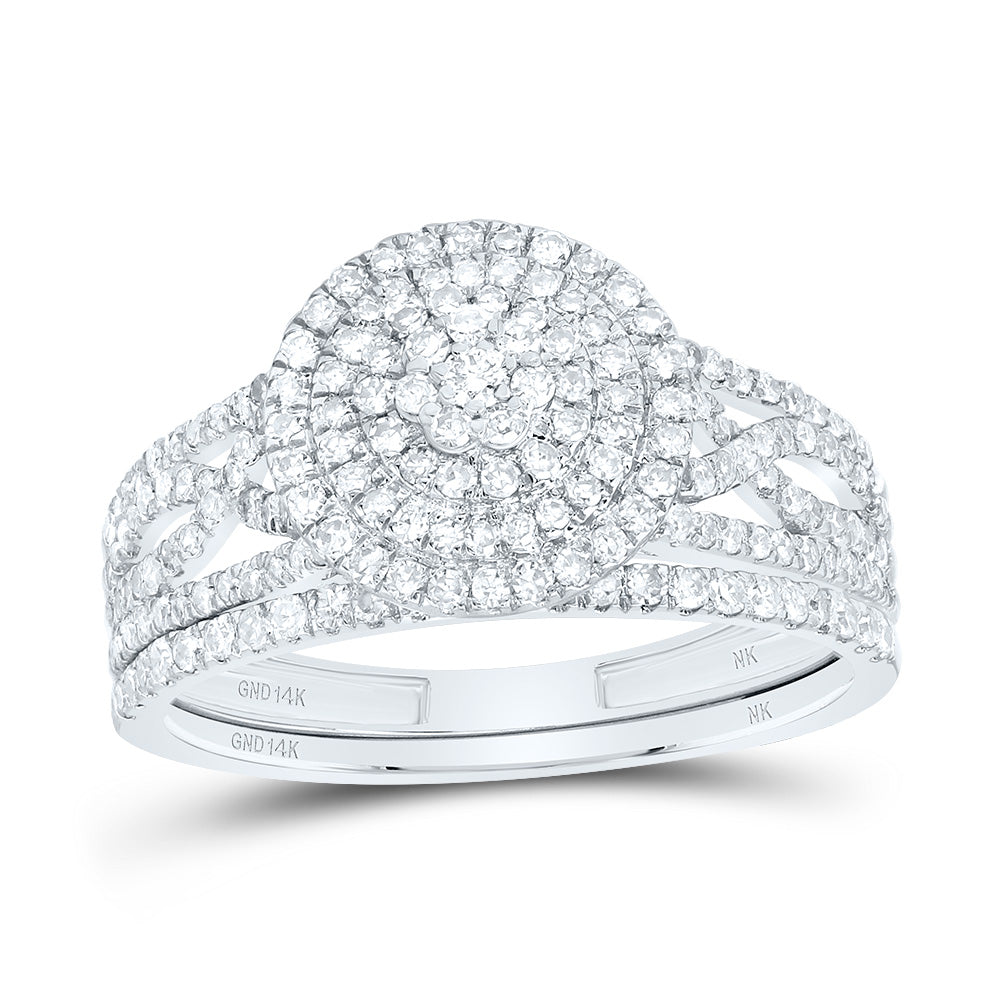 3/4CTW-DIA NK ROUND DOUBLE HALO BRIDAL SET