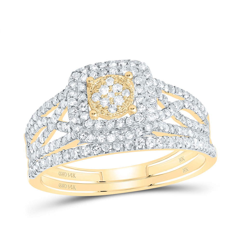 5/8CTW-DIA NK CUSHION DOUBLE HALO BRIDAL SET