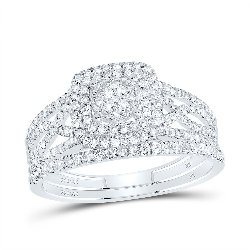 5/8CTW-DIA NK CUSHION DOUBLE HALO BRIDAL SET