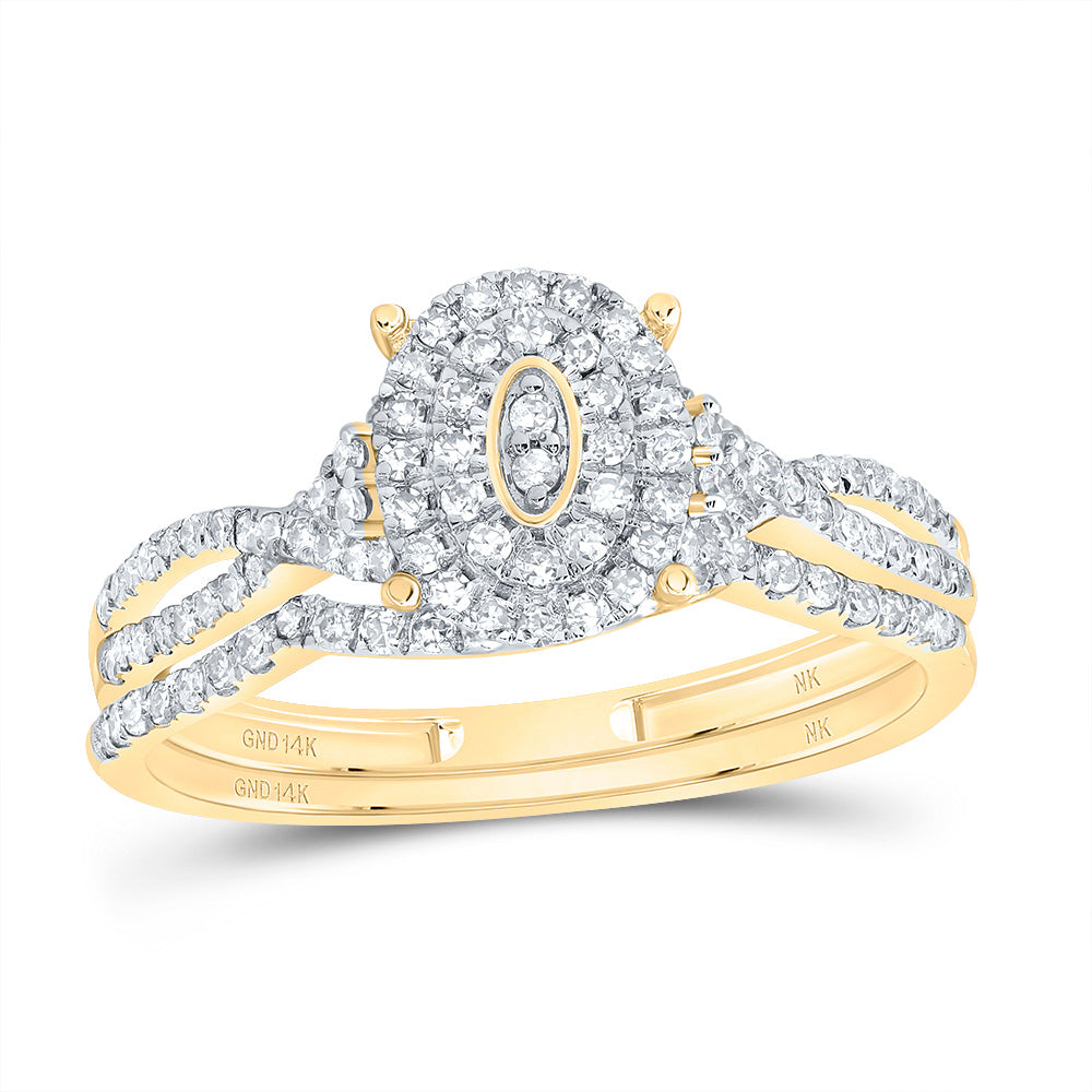 3/8CTW-DIA NK OVAL DOUBLE HALO BRIDAL SET