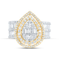 Load image into Gallery viewer, 1 3/8CTW-DIA ANA M FASHION PEAR BAGUETTE BRIDAL RING
