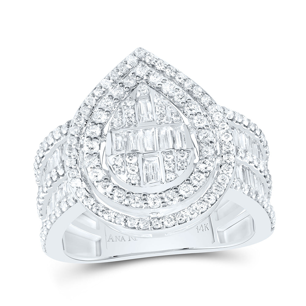 1 3/8CTW-DIA ANA M FASHION PEAR BAGUETTE BRIDAL RING