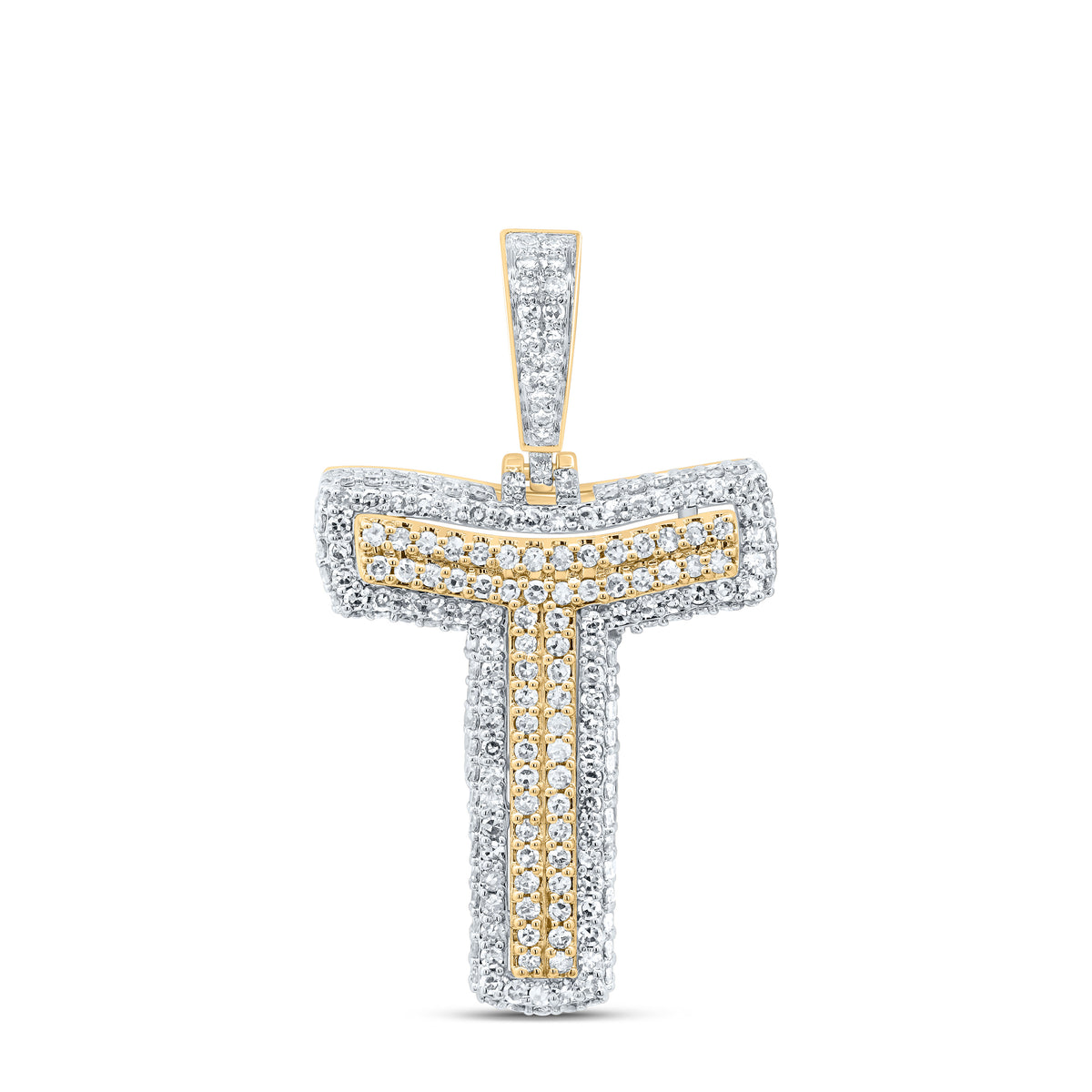 1CTW-DIA NK FASHION INITIAL "T" PENDANT