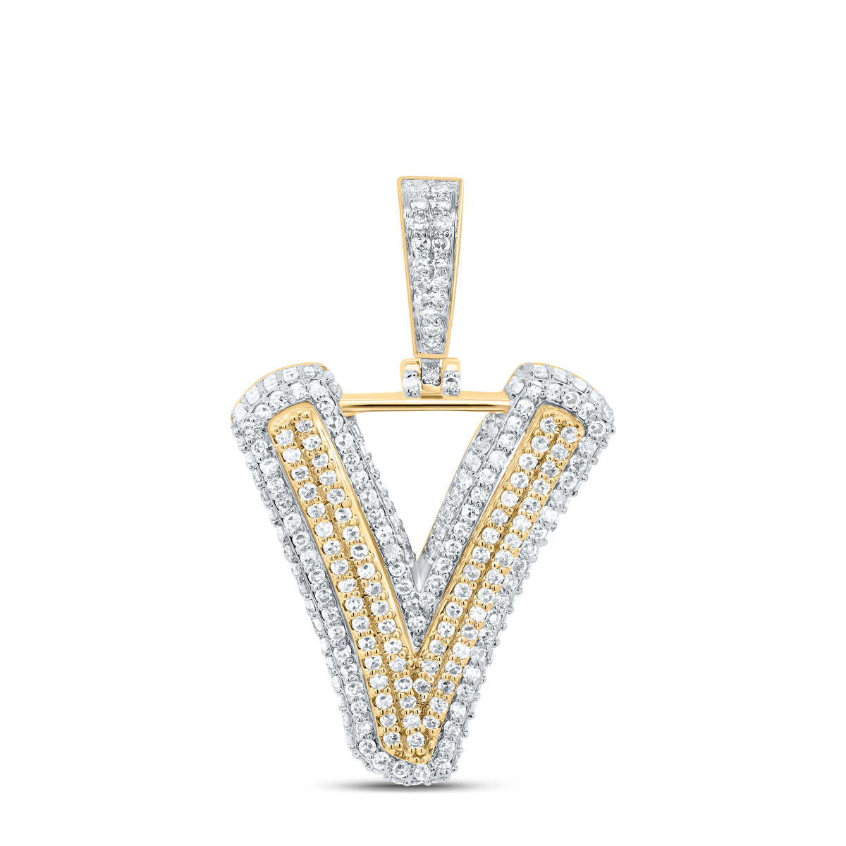 1 1/5CTW-DIA NK FASHION INITIAL "V" PENDANT