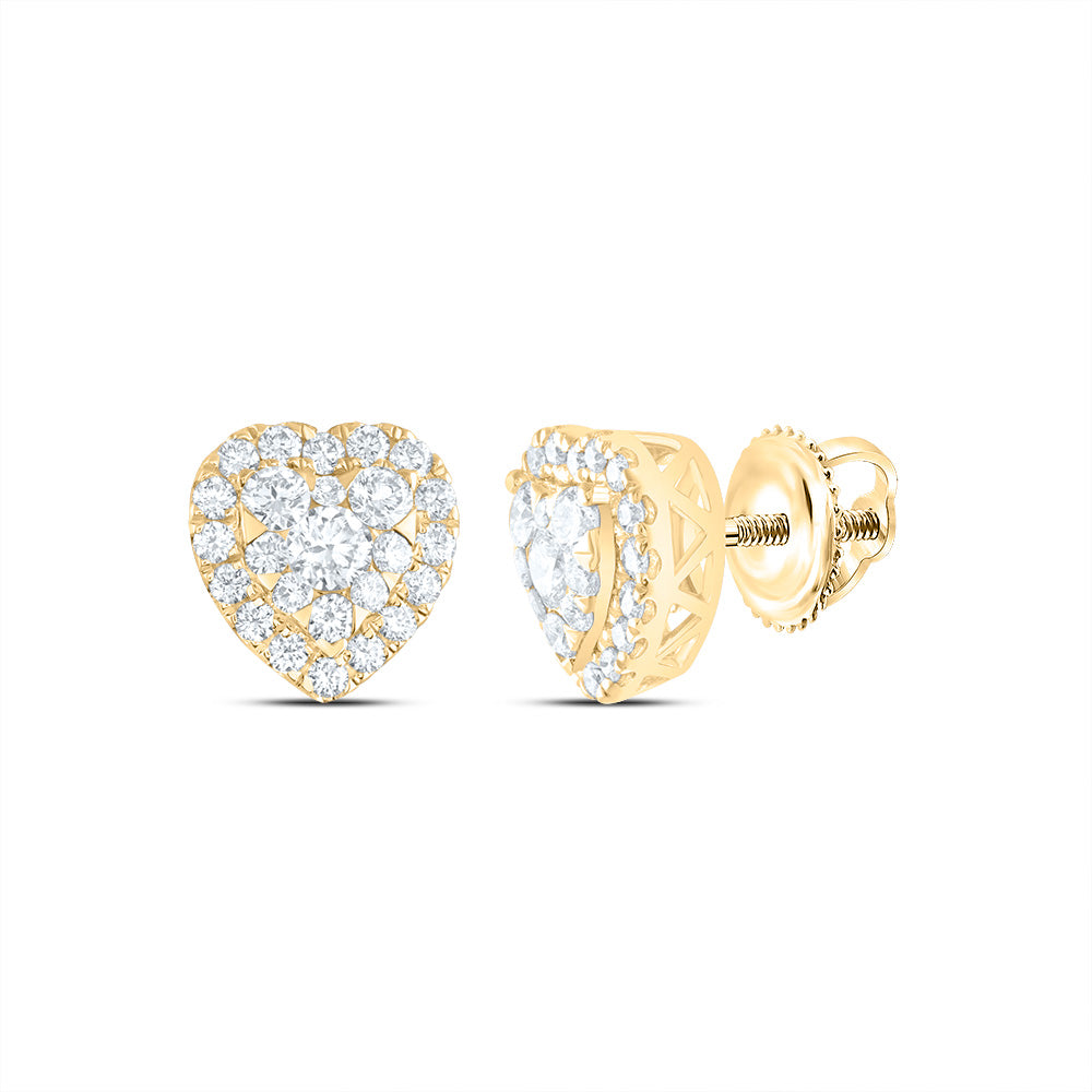 7/8CTW-DIA ANA M ELITE FASHION HEART STUD EARRING