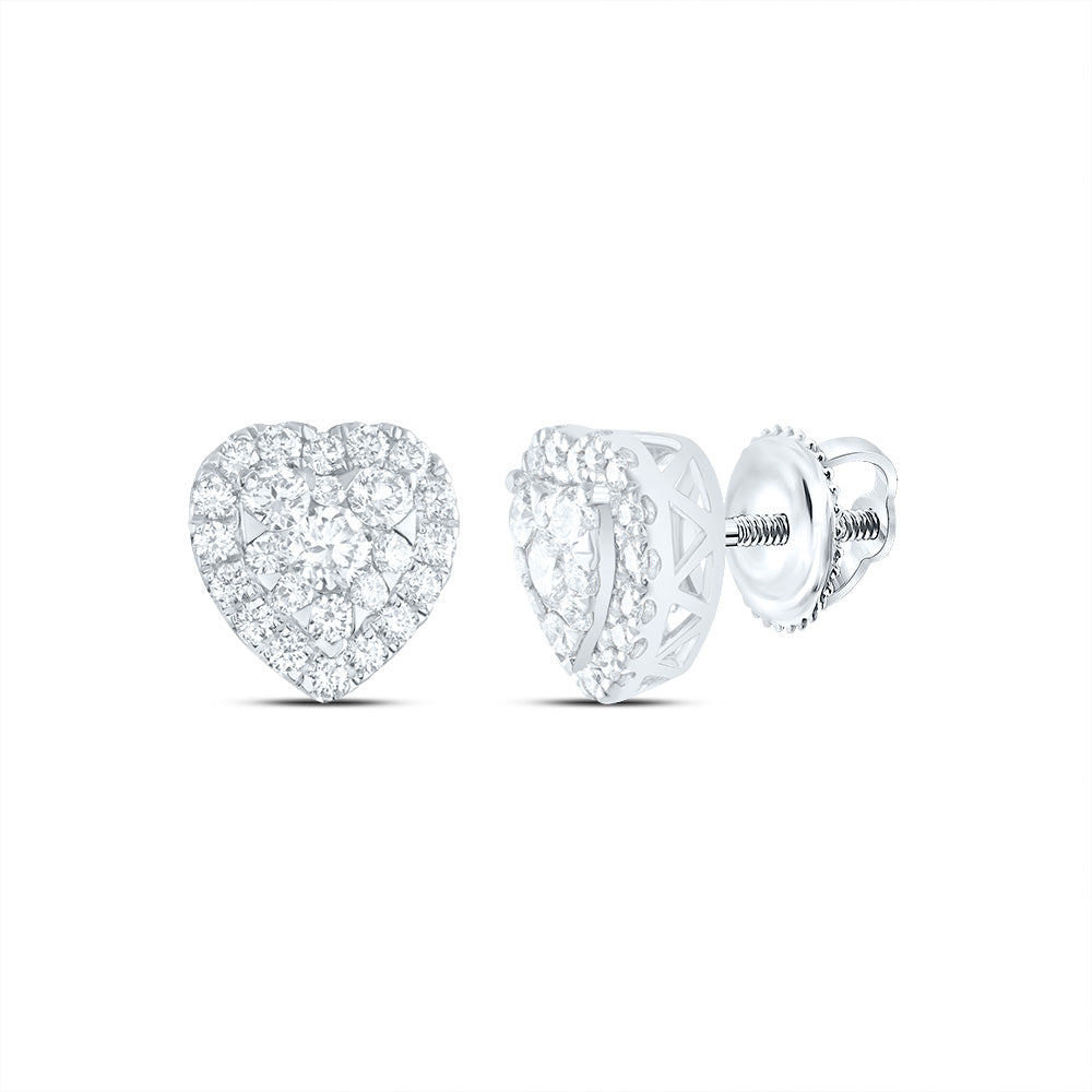 7/8CTW-DIA ANA M ELITE FASHION HEART STUD EARRING
