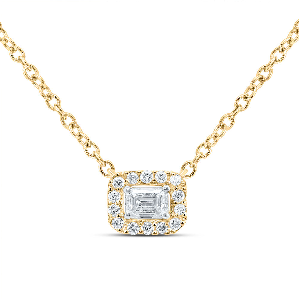 1/5CT-DIA CN FASHION EMERALD NECKLACE (18 INCH)