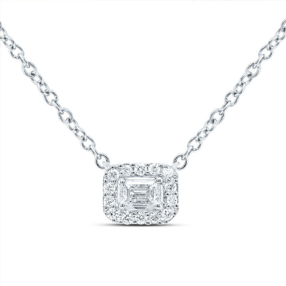 1/5CT-DIA CN FASHION EMERALD NECKLACE (18 INCH)