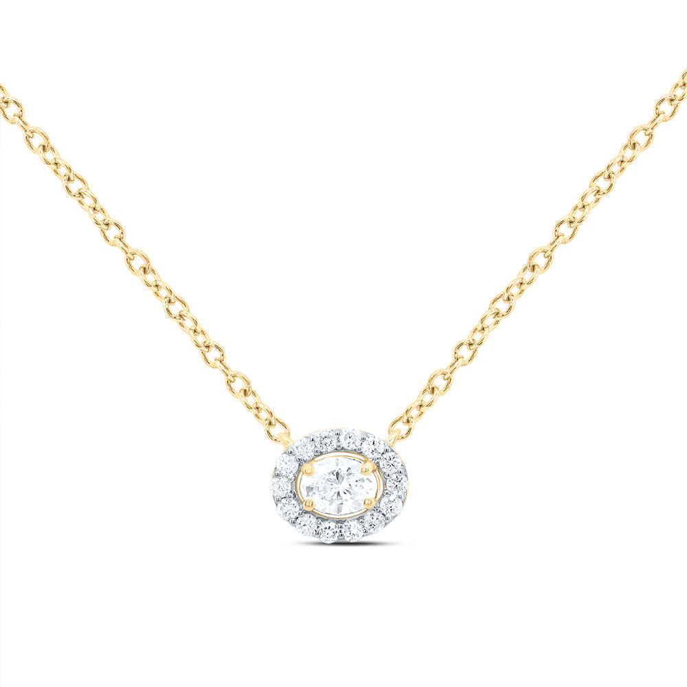 1/5CT-DIA CN FASHION OVAL NECKLACE (18 INCH)