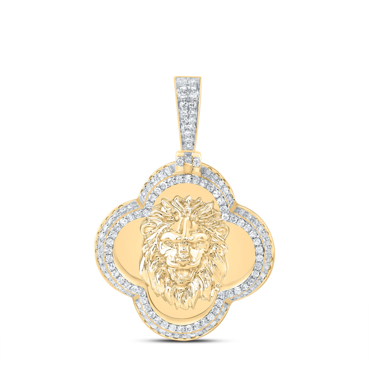 3/4CTW-DIA NK LION CLOVER MENS CHARM