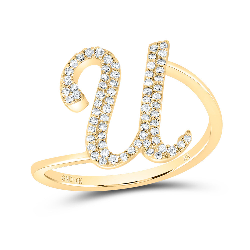 1/5CTW-DIA NK GIFT INITIAL "U" RING