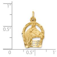 Load image into Gallery viewer, 14k Yellow Gold Diamond-cut Horse Head in Horseshoe Charm
