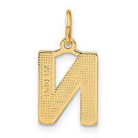 Load image into Gallery viewer, 14KY Satin Diamond-cut Letter N Initial Charm
