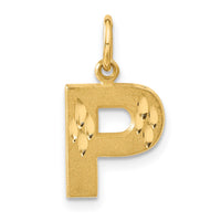 Load image into Gallery viewer, 14KY Satin Diamond-cut Letter P Initial Charm
