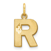 Load image into Gallery viewer, 14KY Satin Diamond-cut Letter R Initial Charm
