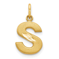 Load image into Gallery viewer, 14KY Satin Diamond-cut Letter S Initial Charm
