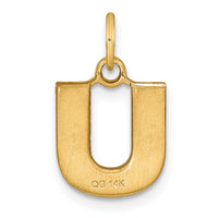 Load image into Gallery viewer, 14KY Satin Diamond-cut Letter U Initial Charm
